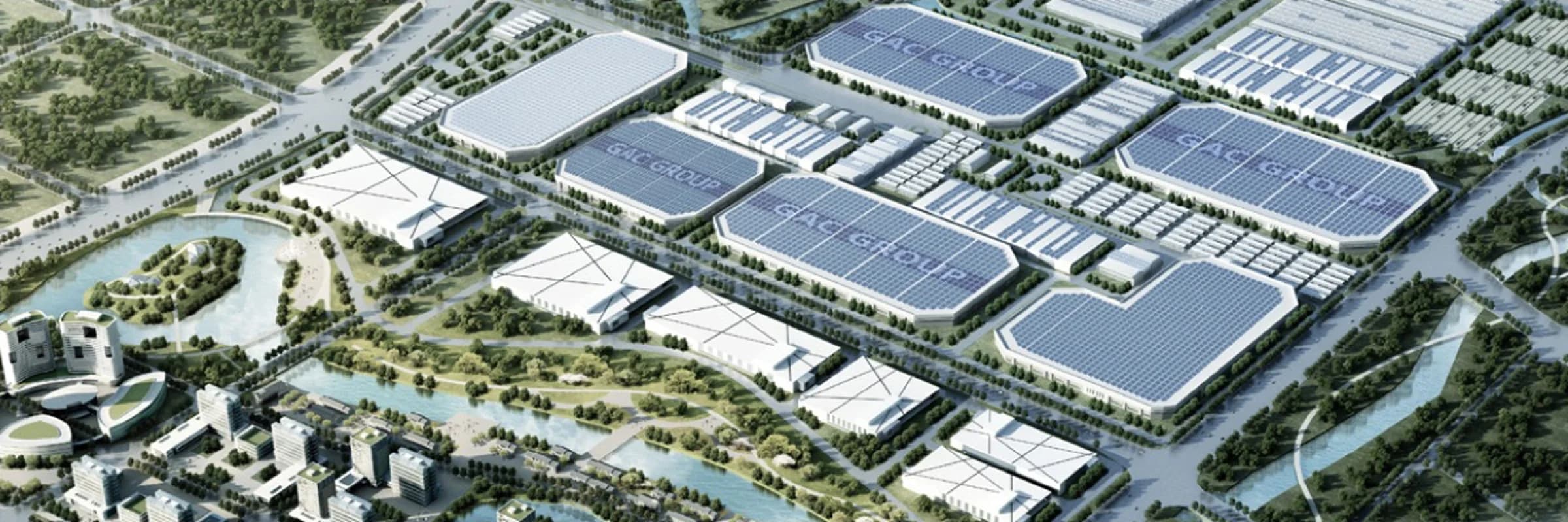 Aerial view of the GAC AION Smart Ecological Factory